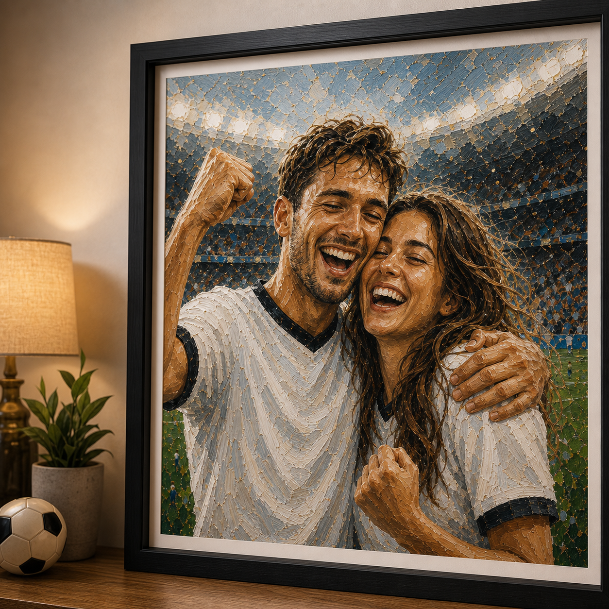 Soccer portrait print from photo premium framed close-up wall art detail