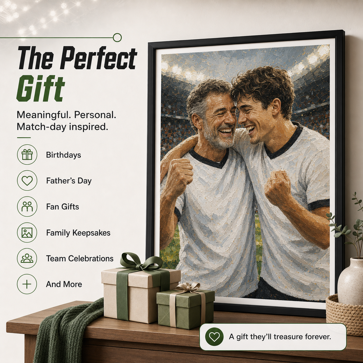 Custom soccer portrait print gift for birthdays father's day and fan gifts