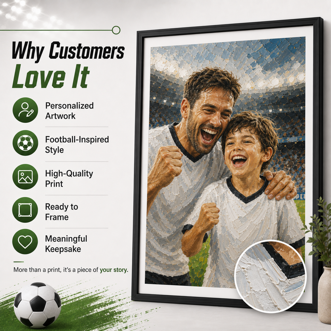 Why customers love personalized football inspired portrait prints