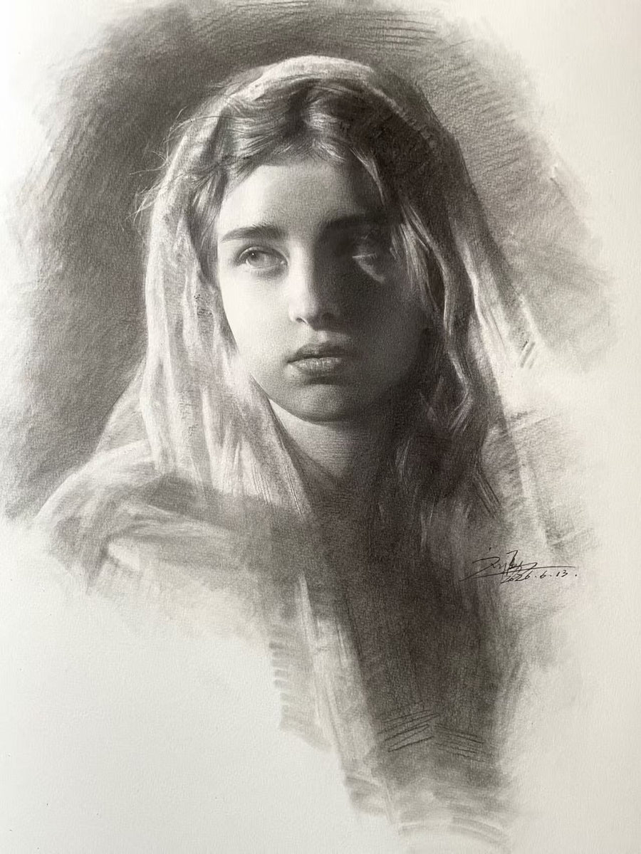Portrait of a woman in a headscarf by Elliot Gray