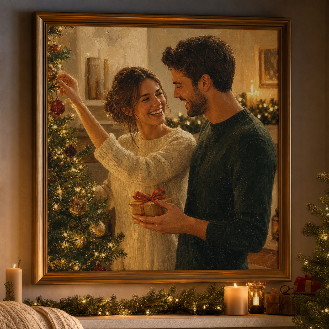 First Christmas Together Couple Portrait from Photo