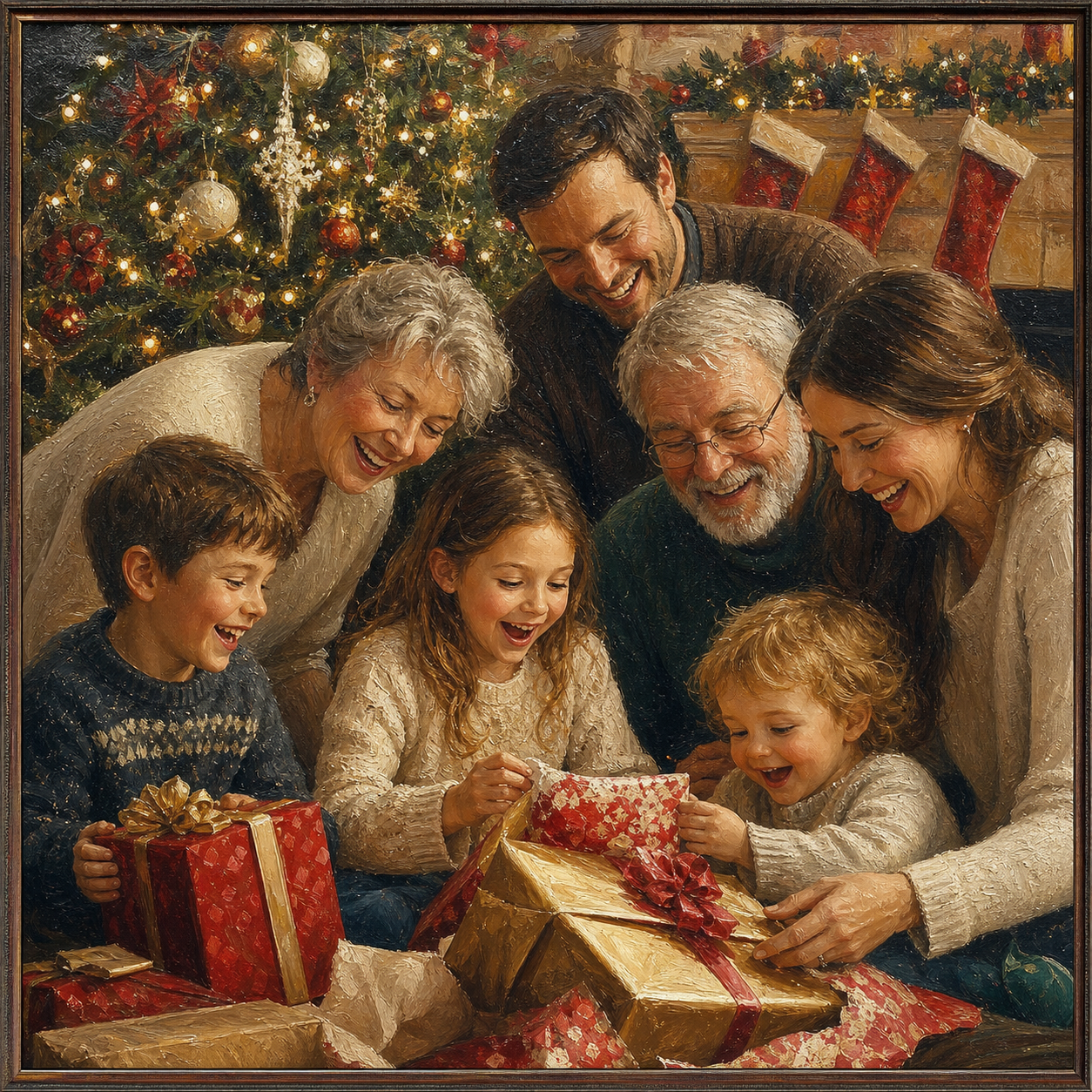 Detailed Christmas family celebration portrait