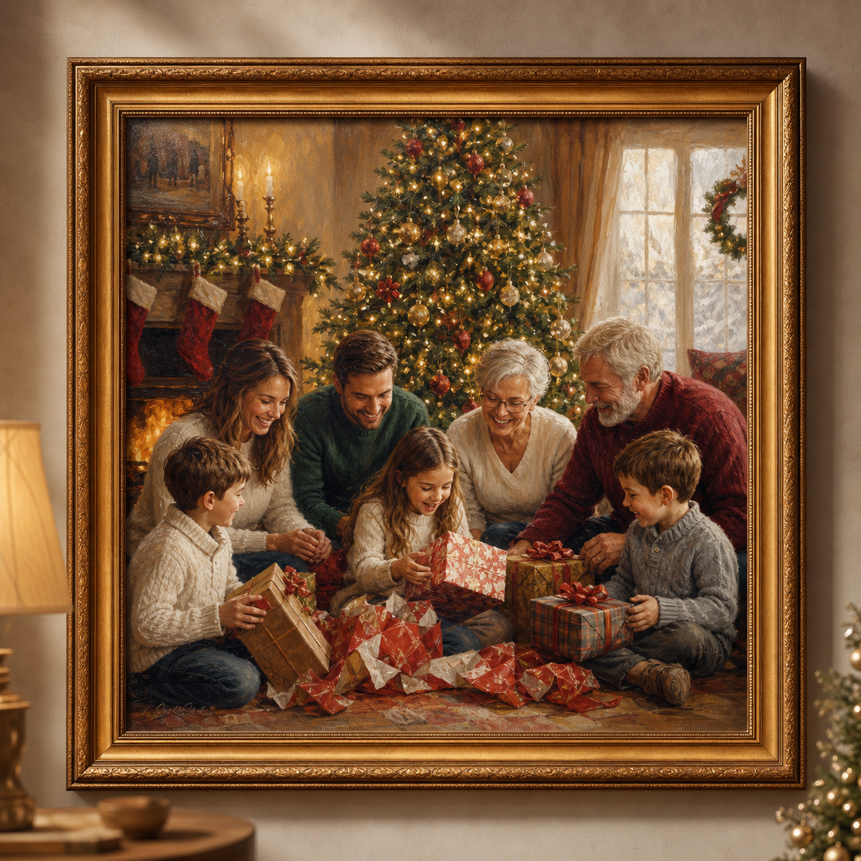 Personalized Christmas Family Portrait from Photo