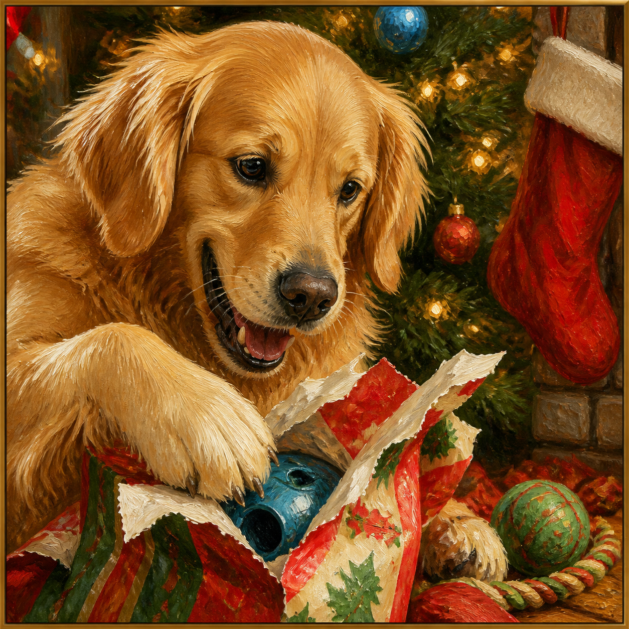 Detailed Christmas pet celebration portrait