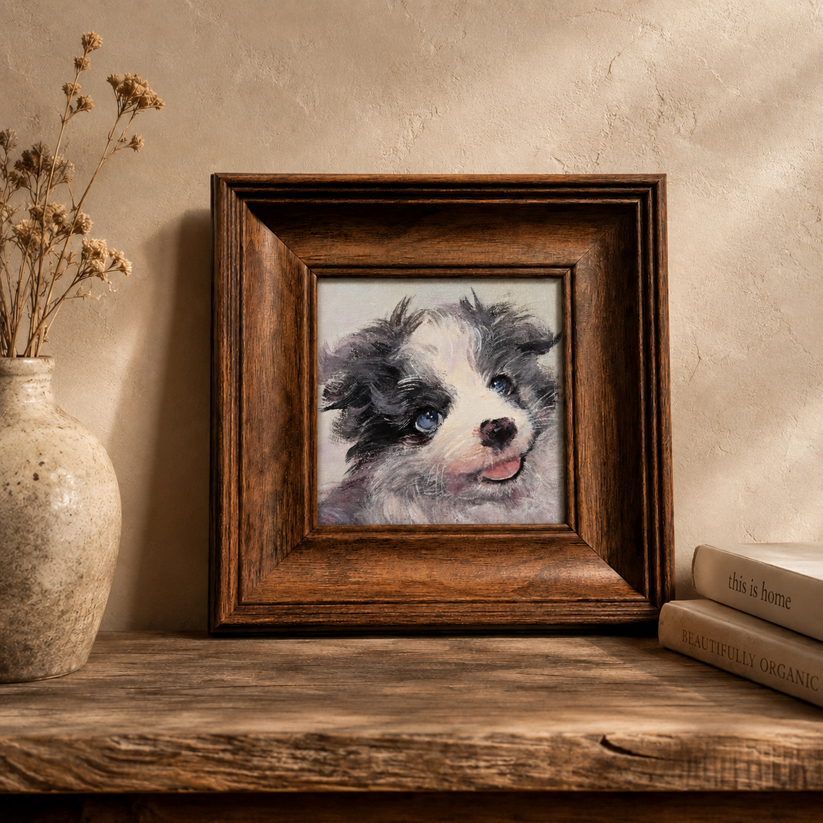 Little Companions – Custom Mini Pet Oil Portrait from Photo
