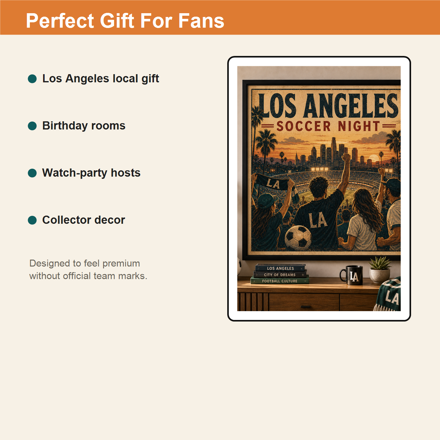 Los Angeles soccer night gift board for local fans birthdays watch parties and collector decor
