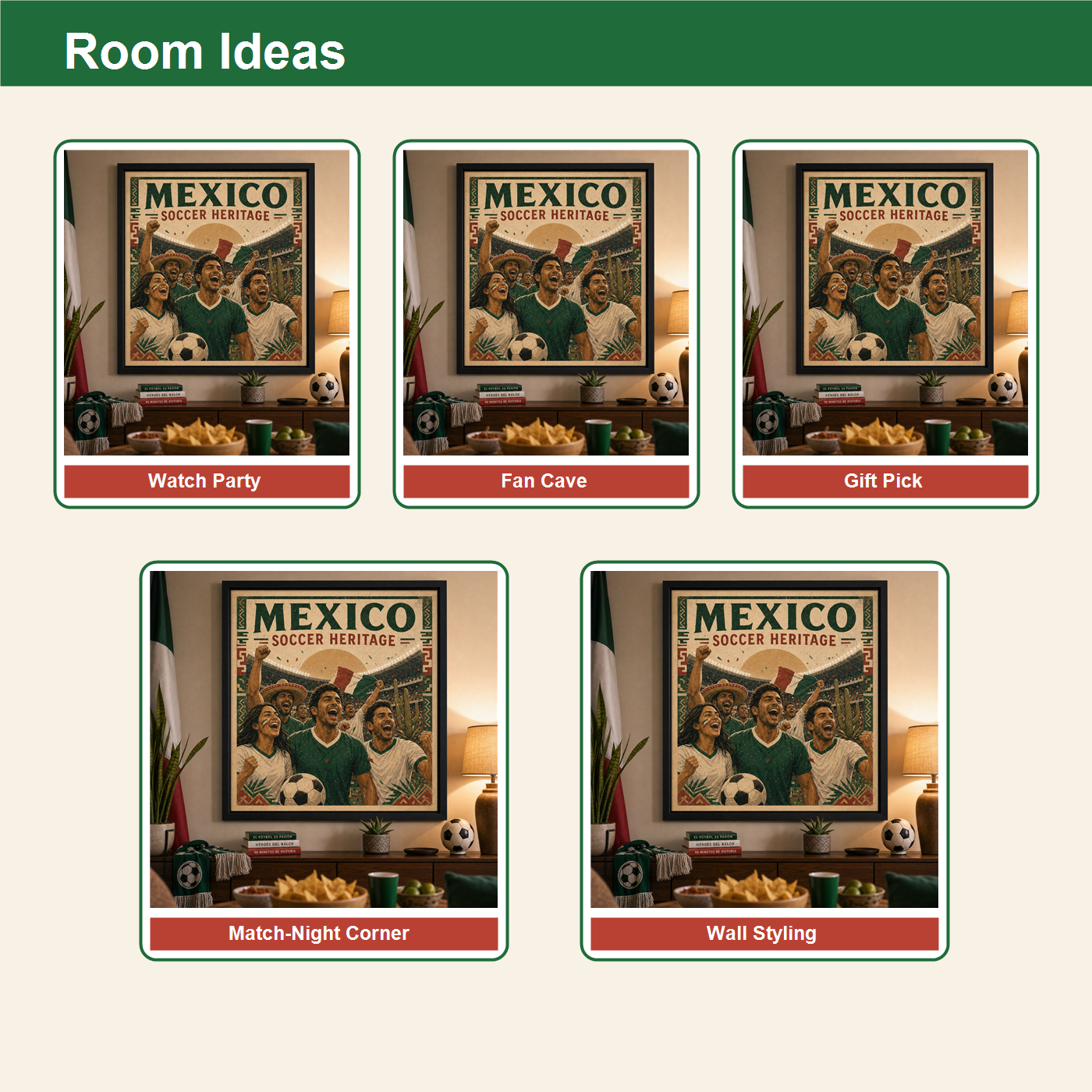 Mexico soccer heritage room ideas for living room sports bar gift pick and wall styling