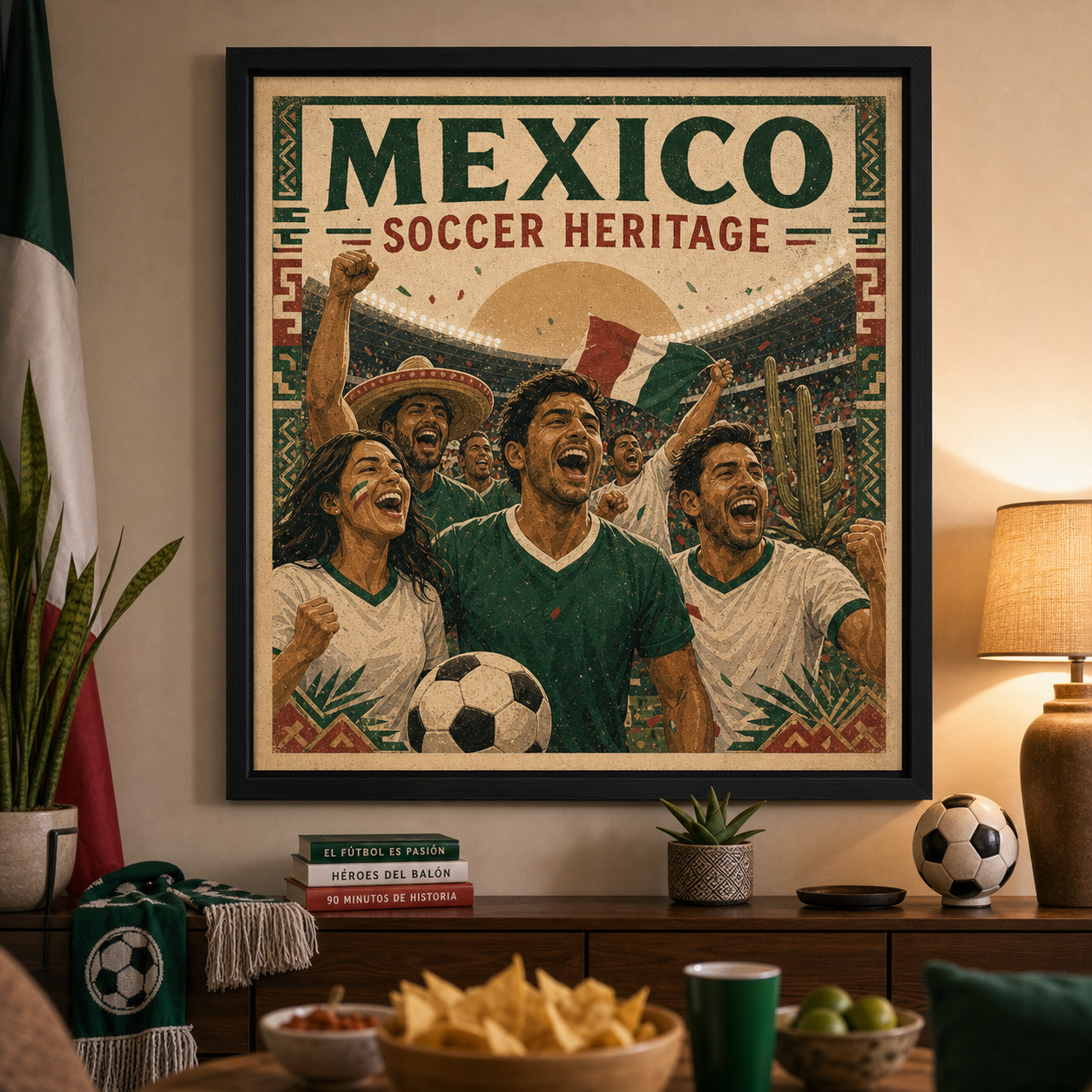 Mexico soccer heritage vintage art print framed wall art