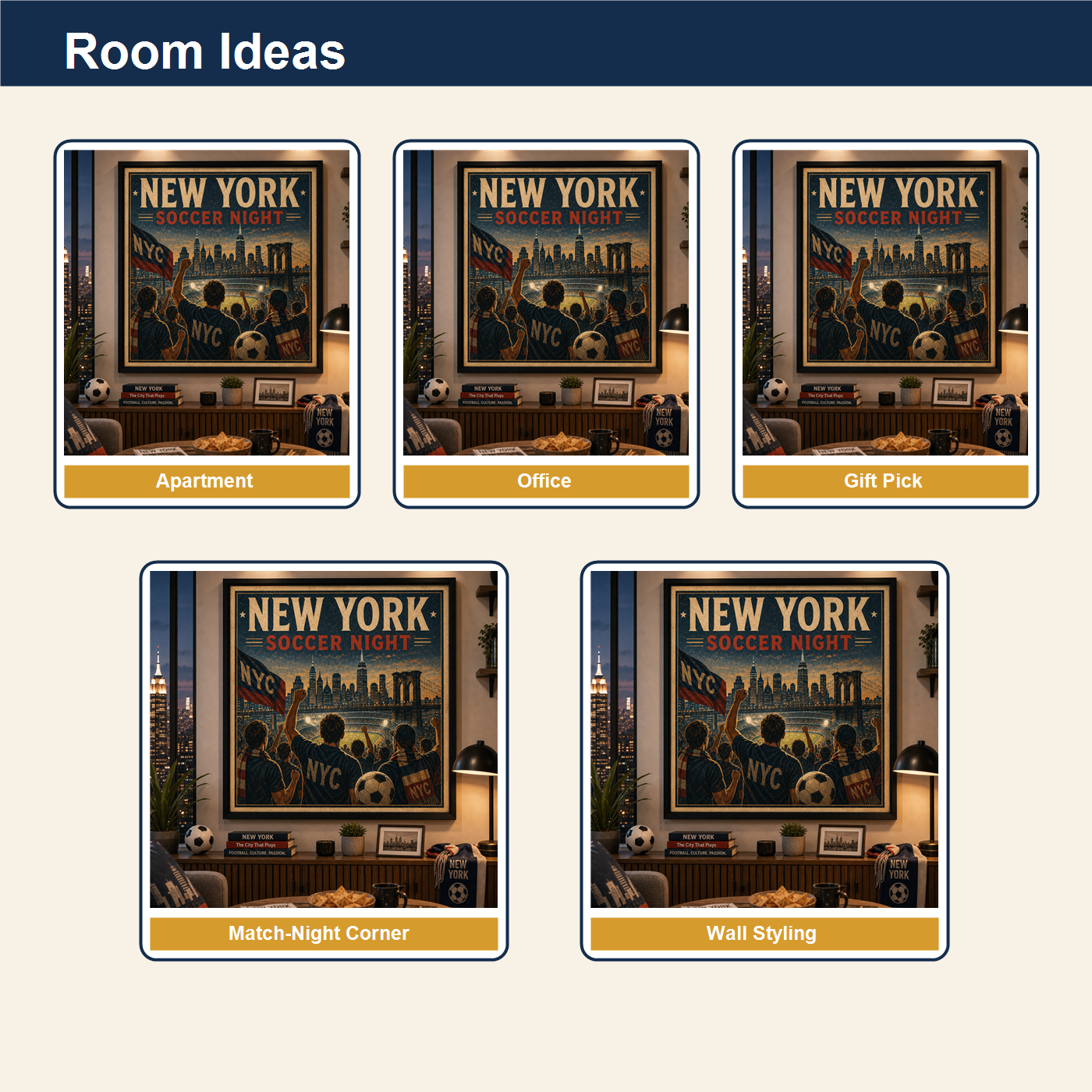 New York soccer night room ideas for apartment office gift pick and wall styling