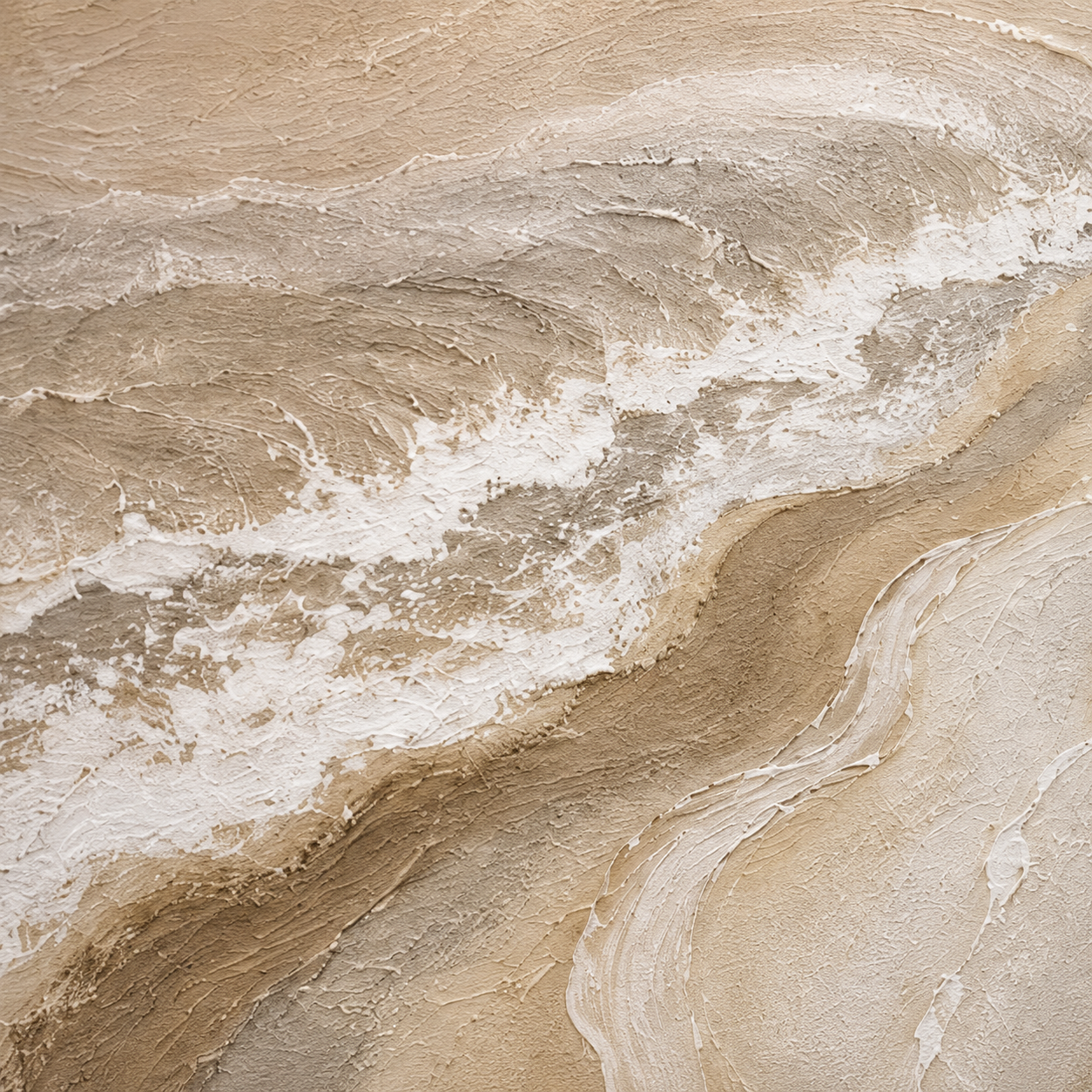Tidewater — coastal beach wave textured oil painting on canvas, wide format — image 1