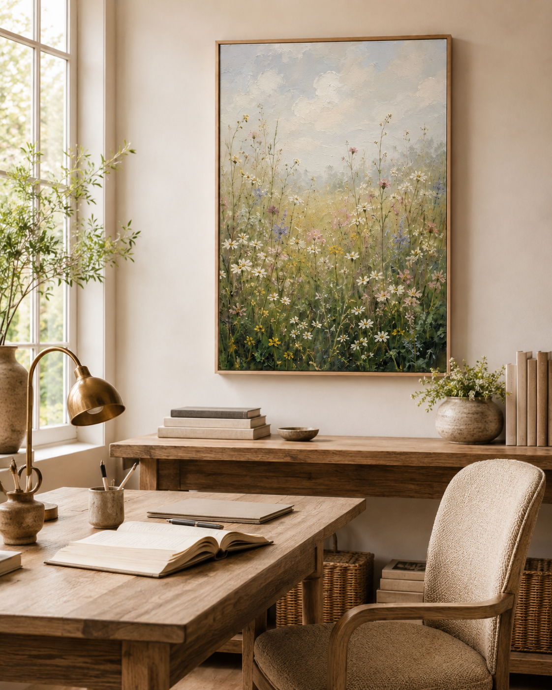Wildflower Meadow — impressionist wildflower field oil painting on canvas — image 5