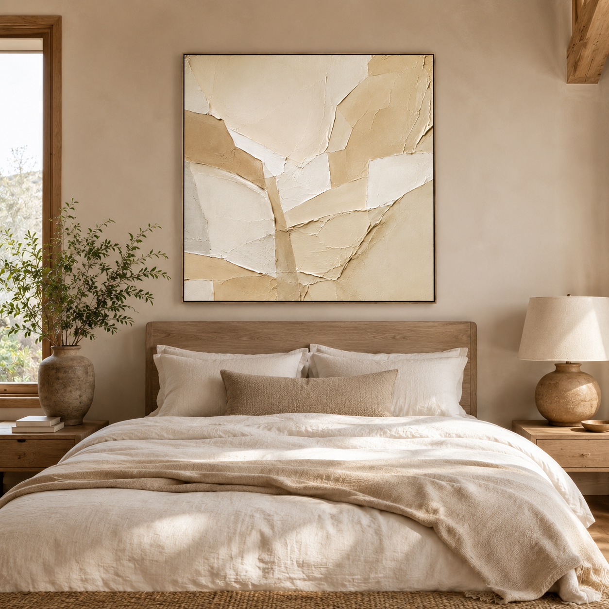Sandstone — beige cream textured abstract oil painting on canvas — image 3