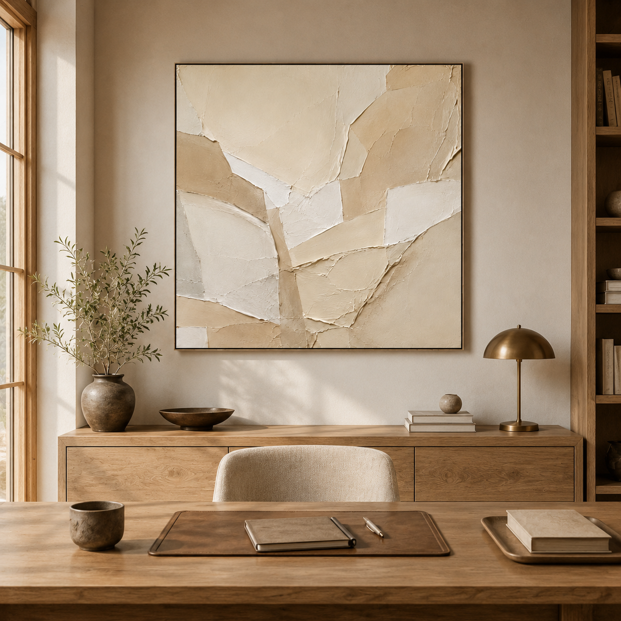 Sandstone — beige cream textured abstract oil painting on canvas — image 5