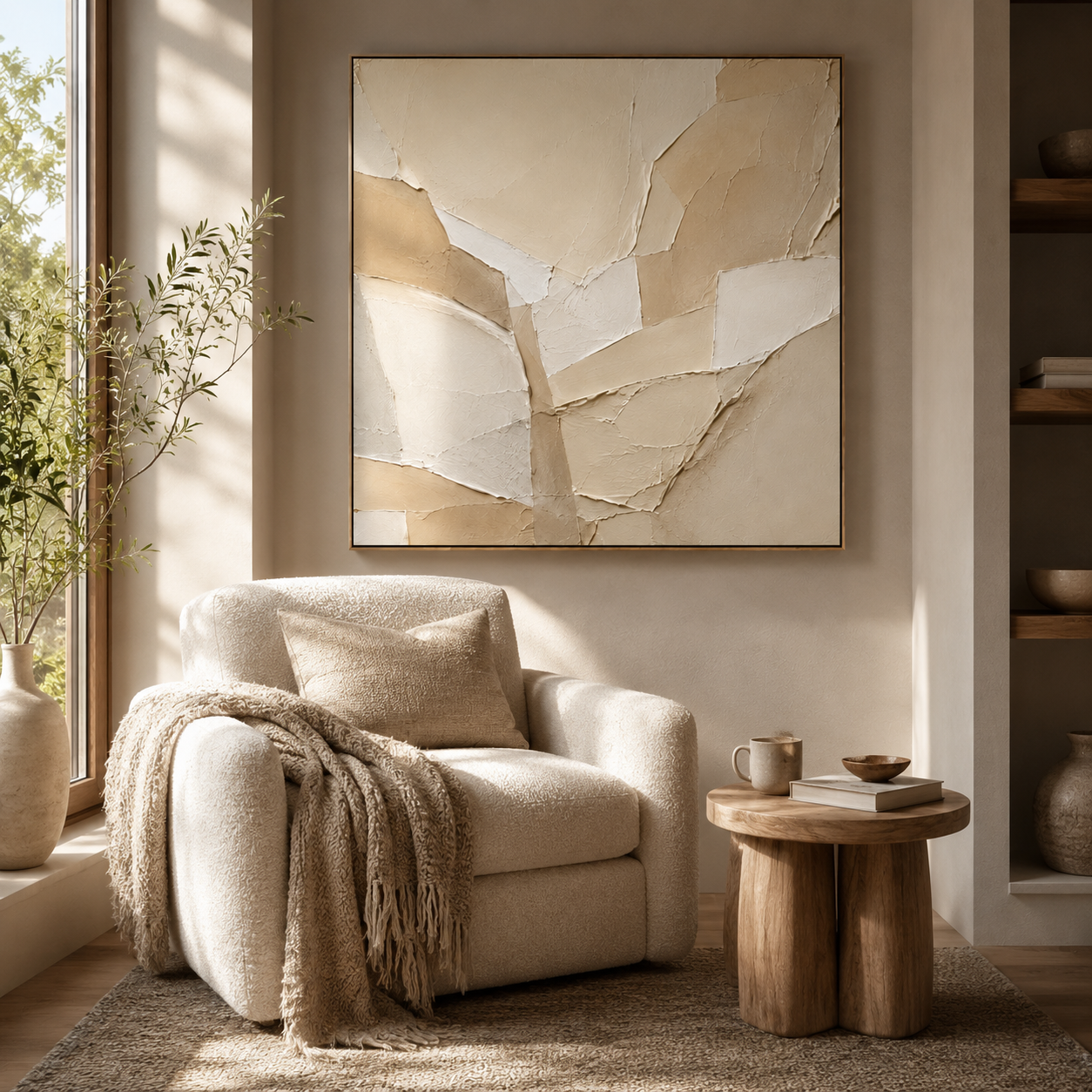 Sandstone — beige cream textured abstract oil painting on canvas — image 7