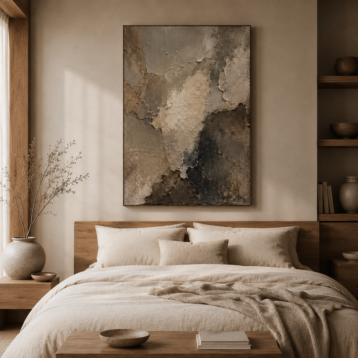 Terra — earthy brown and grey textured abstract oil painting on canvas — image 3