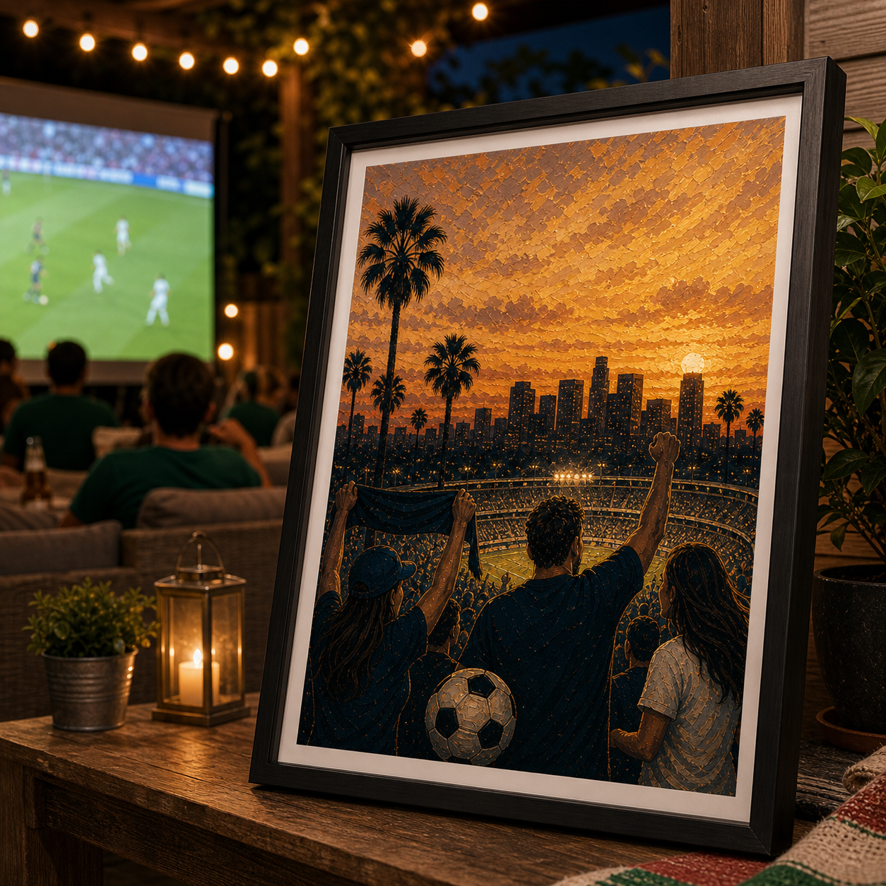 Backyard personalized soccer wall art for outdoor watch-party host gifts